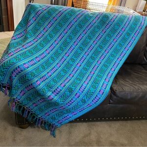 Mexican Artesanía  Colorful Striped Throw Blanket